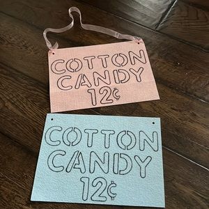 Girls cotton candy Halloween birthday costume sign pink blue